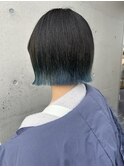 グラデーションカラー外国人風艶髪ショートブルーカラー個性派