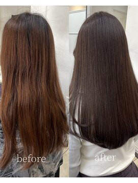 シーン(seen) 【オリーブグレージュ】小顔前髪ワンカールくびレイヤーカット