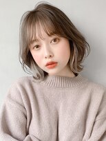 ホワイトグレージュモテ髪イメチェン外ハネボブ#201f0519