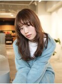 韓国/顔周りレイヤー/ダブルカラー/ベージュ/前髪新潟長岡宮関