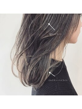 レイラバイアフロート 吉祥寺(Lila by afloat) ミルクティーハイライト×セミロング【アフロート小笠原】