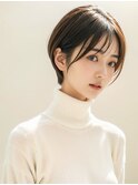 ショートボブ黒髪ボブルフネビージュ小顔ワンレン20代30代40代