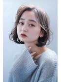 ナチュラルボブくびれヘアアプリコットオレンジ20代30代40代50代
