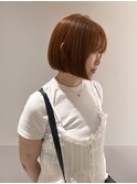まろやかオレンジベージュ×顎ラインボブ