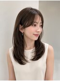 韓国レイヤー 顔周りカット シースルーバング 艶髪