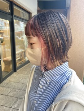 トリート 海浜幕張店(TREAT) ヘムカラー×切りっぱなしボブ_海浜幕張