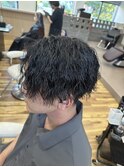 センターパートツイストスパイラルパーマ
