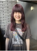 【hono】ラベンダーレッド/姫カット/赤髪