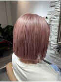 ピンクブラウンダブルカラー×ボブフルブリーチ20代30代40代50代