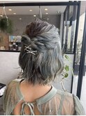 ハーフアップアレンジ　結婚式アレンジ　お呼ばれヘア