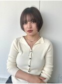 ボブ　顔まわりカット　透明感カラー