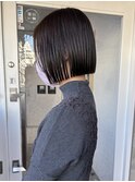 切りっぱなしボブダークブラウン縮毛矯正ストレートパーマ