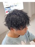 波巻きパーマ/メンズパーマ/波巻きスパイラル/ショートウルフ/S
