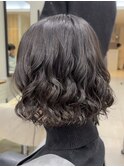 ボブのコテ巻き風パーマ少ししっかり目 30代 新デジタルパーマ