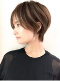 大人可愛い丸みショート×脱白髪染めハイライト