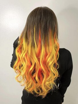 ロサ ファイブヘアー(Rosa..5Hair) オレンジ×黄色 エクステ★