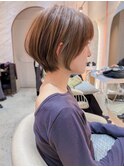 □ マロンベージュ/ショート/前髪/レイヤー/髪質改善/縮毛矯正