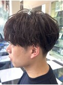 ツーブロック韓国マッシュベージュスパイラルパーマ
