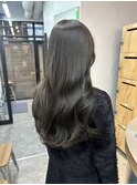 ブリーチなし秋色カラーオリーブカラーロングレイヤー