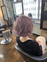 ヘアデザイン ヴォワール(hair & design voir)&nbsp;ブリーチカラー×ラベンダーピンク×切りっぱなしボブ