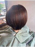 大人可愛い丸みショートボブココアブラウンカラー
