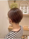 刈り上げショートボブ×レッドブラウン