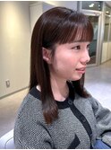 ワイドバング×ストレートミディアム