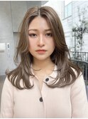くびレイヤー/レイヤーカット/顔周り/グレージュ/ワンカール