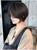 ショートボブ×オリーブグレー【福岡 デジタルパーマ 髪質改善】