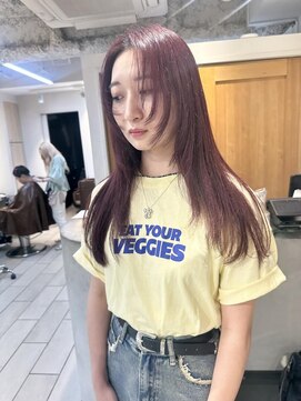 テトラ バイ ネオリーブ 横浜西口店(tetra by neolive) 顔周りカット レイヤー レッドカラー ブリーチ