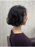 似合わせボブパーマ暗髪カラー