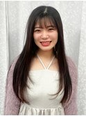 ナチュラル艶ロング／透け感バング