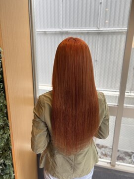 ルフレ 新宿本店1st(Reflet) エクステつけたままオレンジカラー