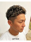 【白髪ぼかしカラー】極道パーマとメッシュで創る大人の色気