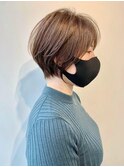 40代50代60代ショートボブ丸みショート白髪ぼかし