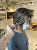 まろやかなコントラスト バレイヤージュ_olive beige_