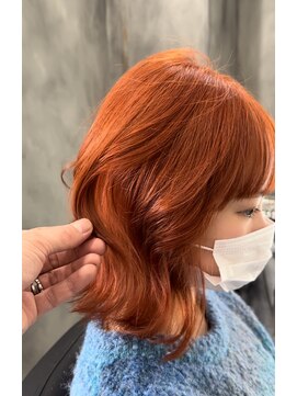 クラッチバイシオンアグリゲイト(CLUTCH by Zi-on aggregate) オレンジカラー/艶カラー/レイヤーカット/モードレトロ