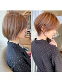 くびれショート/マロンブラウン/大人ショートボブ/山口
