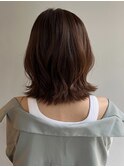 ミニウルフチェリーブラウンブリーチなしショートボブ前髪/江坂