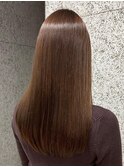 サラツヤロングベージュカラーブリーチしない透明感カラー