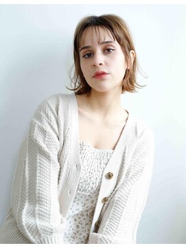 ムウ 難波(MOU) ナチュラルボブ暗めカラーグランマッシュデザイン20代30代40代50