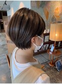 ハイライト×丸みショート
