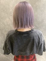 トレヘアー 京都 烏丸(tRe hair)&nbsp;ラベンダーカラーの切りっぱなしボブ