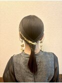 タイト　ヘアセット 　金箔