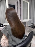 サラツヤロングベージュカラーブリーチしない透明感カラー