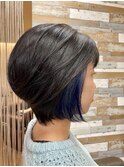 丸みショートイヤリングカラーブルー