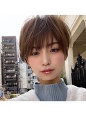 暗めカラーグランマッシュショートボブ