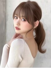 ユーフォリア 渋谷グランデ(Euphoria SHIBUYA GRANDE) 前髪 顔周りカット ポニーテール ベージュカラー 日韓ヘア