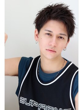 ネイビー(NAVY) シャープ&ライトスウィングアップバングショート黒髪短髪