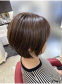 髪質改善前下がりボブ大人ボブ脱白髪染めハイライト3Dカラー
